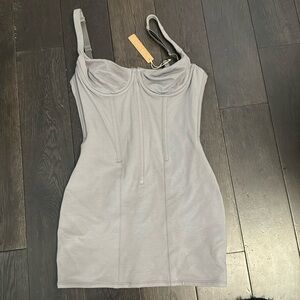 SKIMS COTTON CORSET DRESS | CHARCOAL